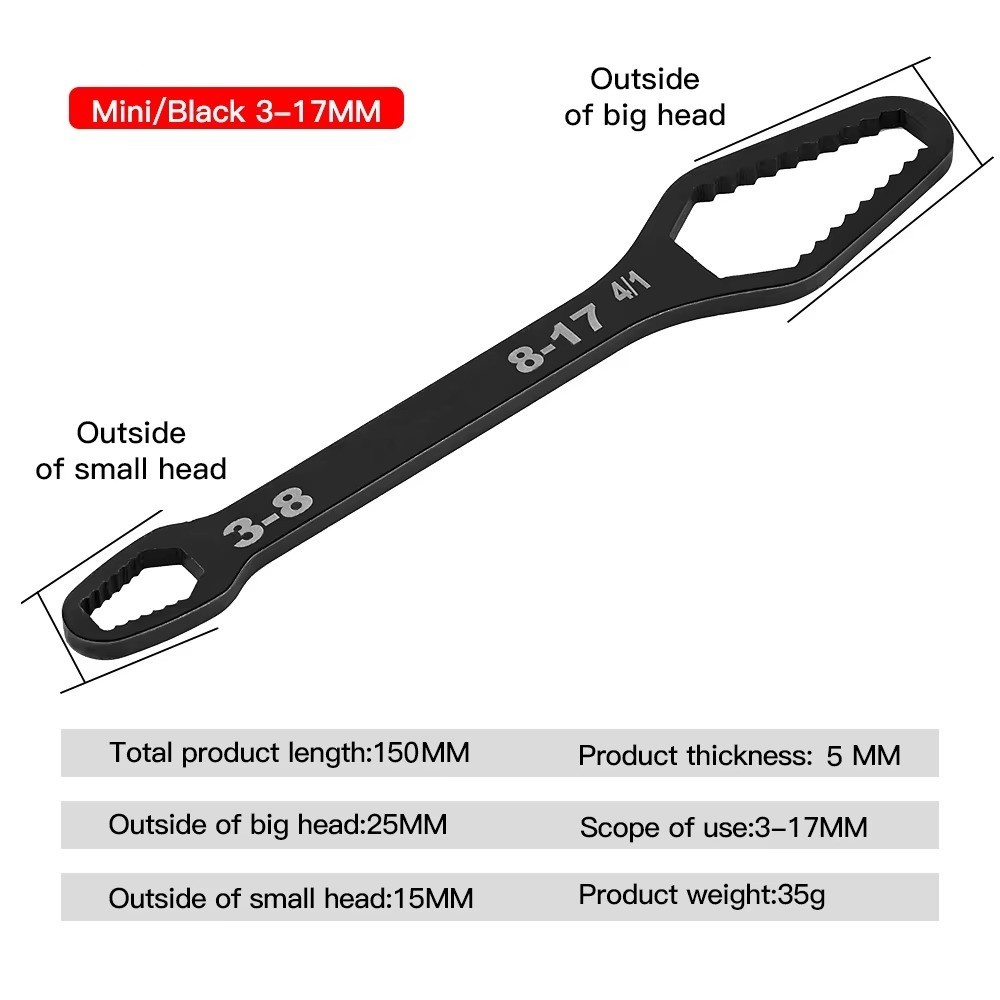 1pc Universal Double-Head Torx Wrench: Adjustable Self-Tightening Spanner - NEW