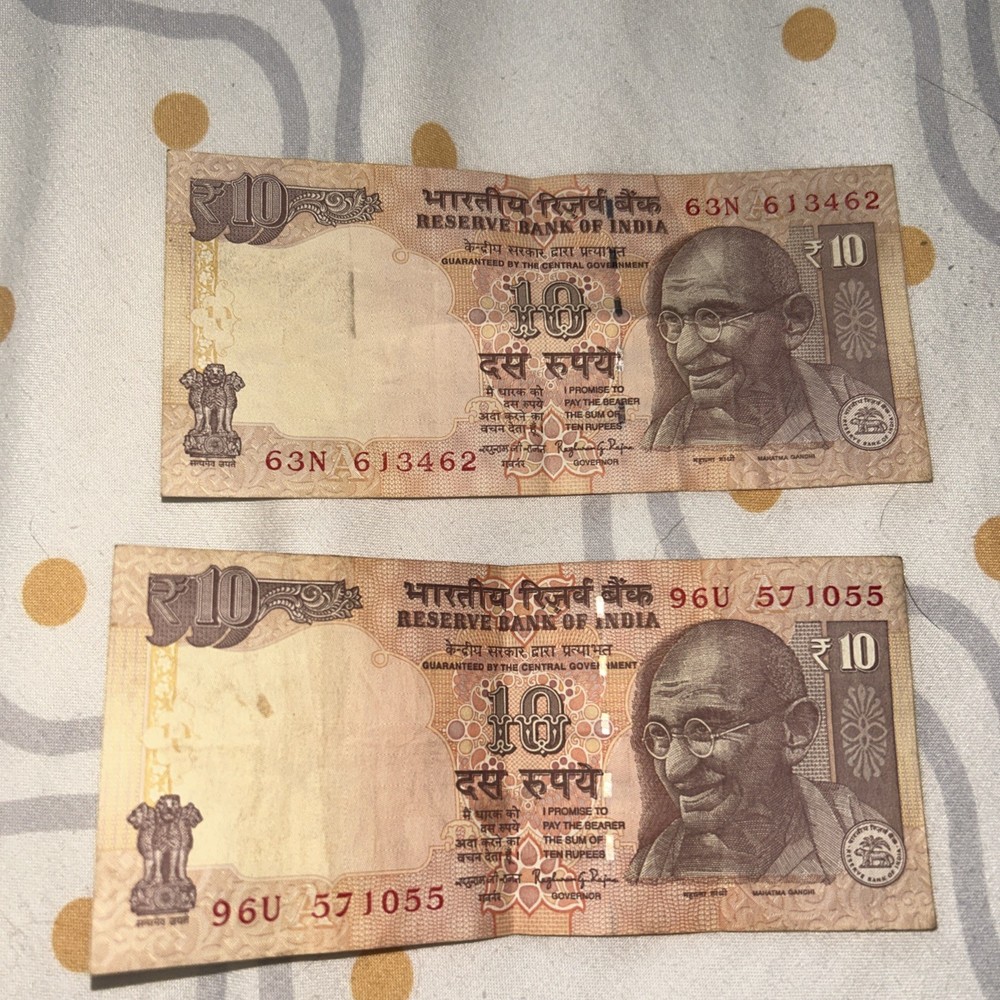 India, 10 Rupees, x 2 1990s