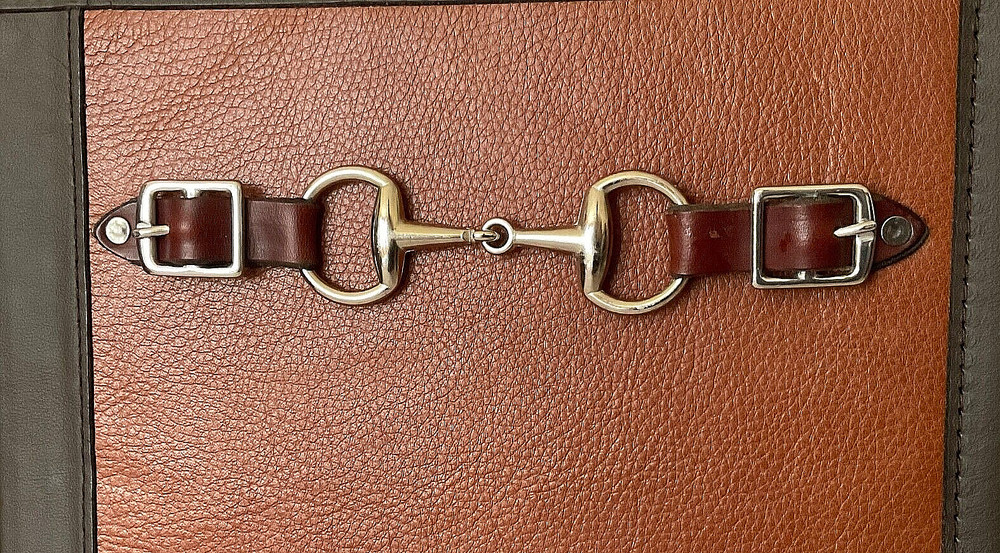 EQUINE SNAFFLE BIT 3 RING BINDER + 7 RING CHECKBOOK LEATHER OFFICE SET