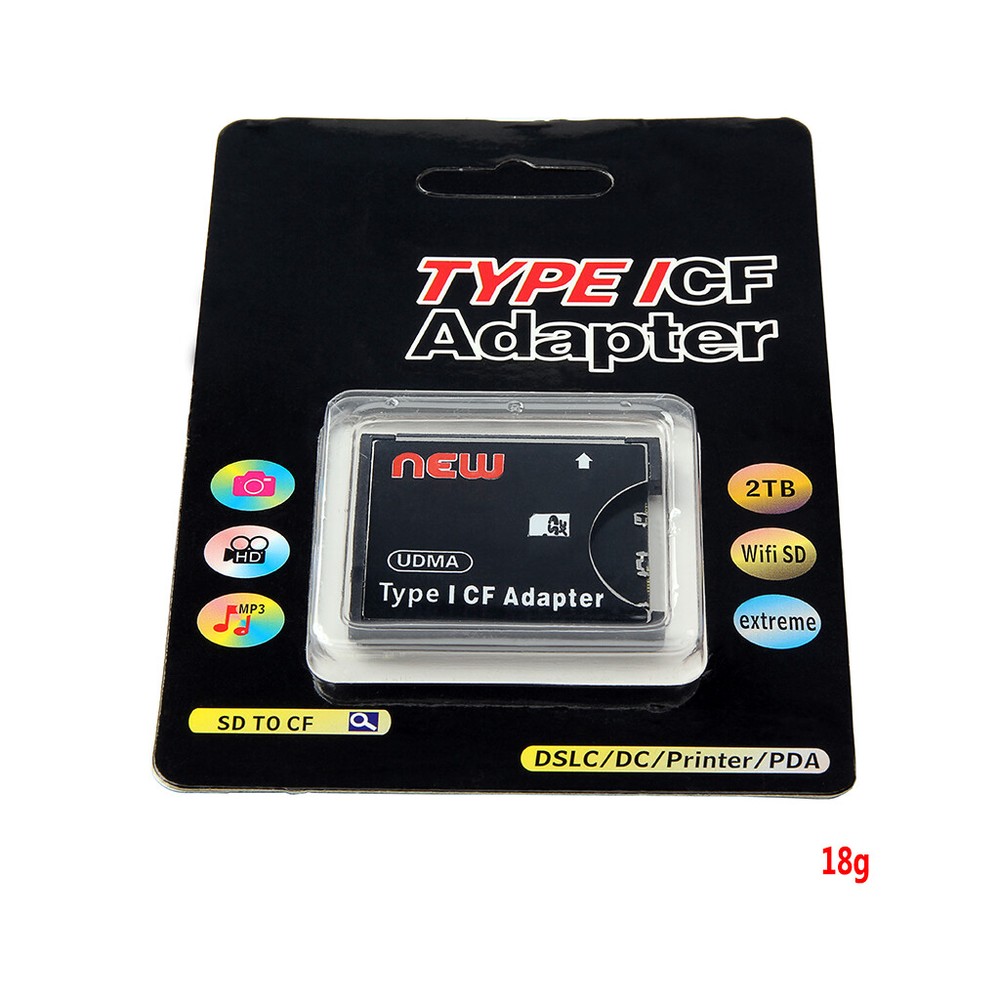 High Speed SDXC SDHC SD to CF Compact Flash Memory Card Reader Adapter black