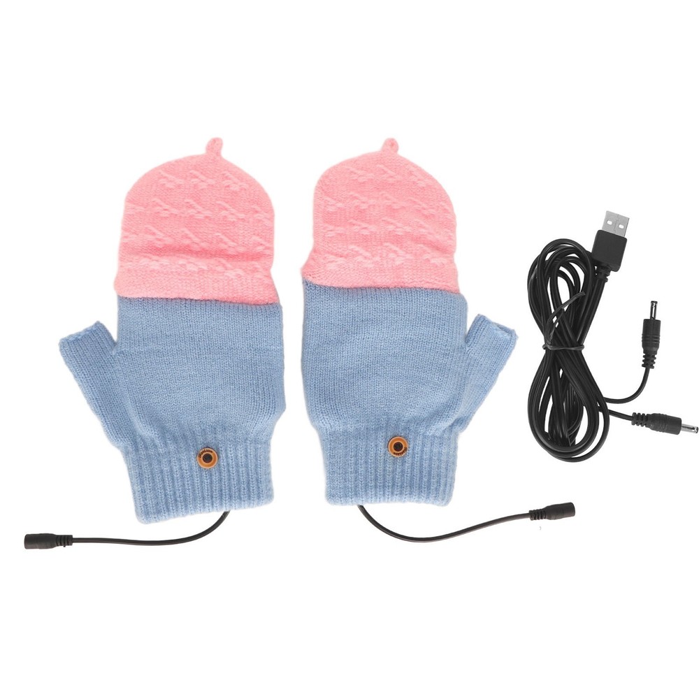USB Heating Full Finger Half Fingerless Double Sided Heating Soft Hand