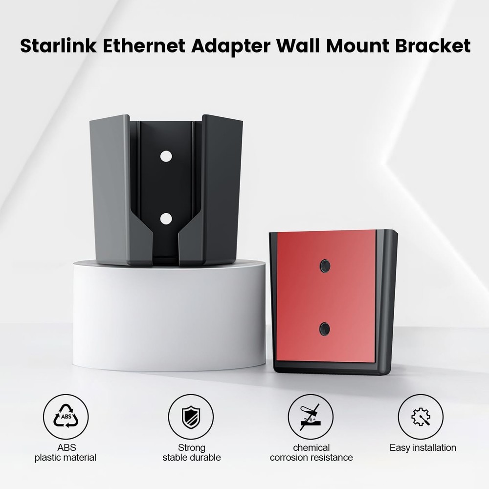 Starlink Ethernet Adapter Wall Mount Bracket – Compact, Sturdy ABS Holder