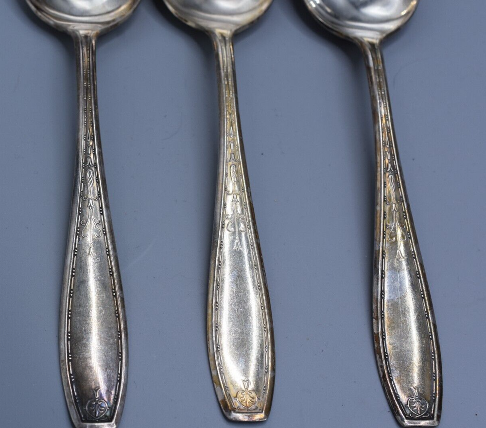3 Wallace Wallingford MARCIA Solid Serving Spoons 8" Silverplate Flatware