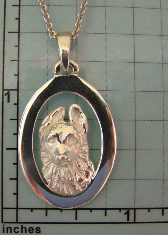 Sterling Silver German Shepherd Puppy Head Study On A Vertical Oval Frame