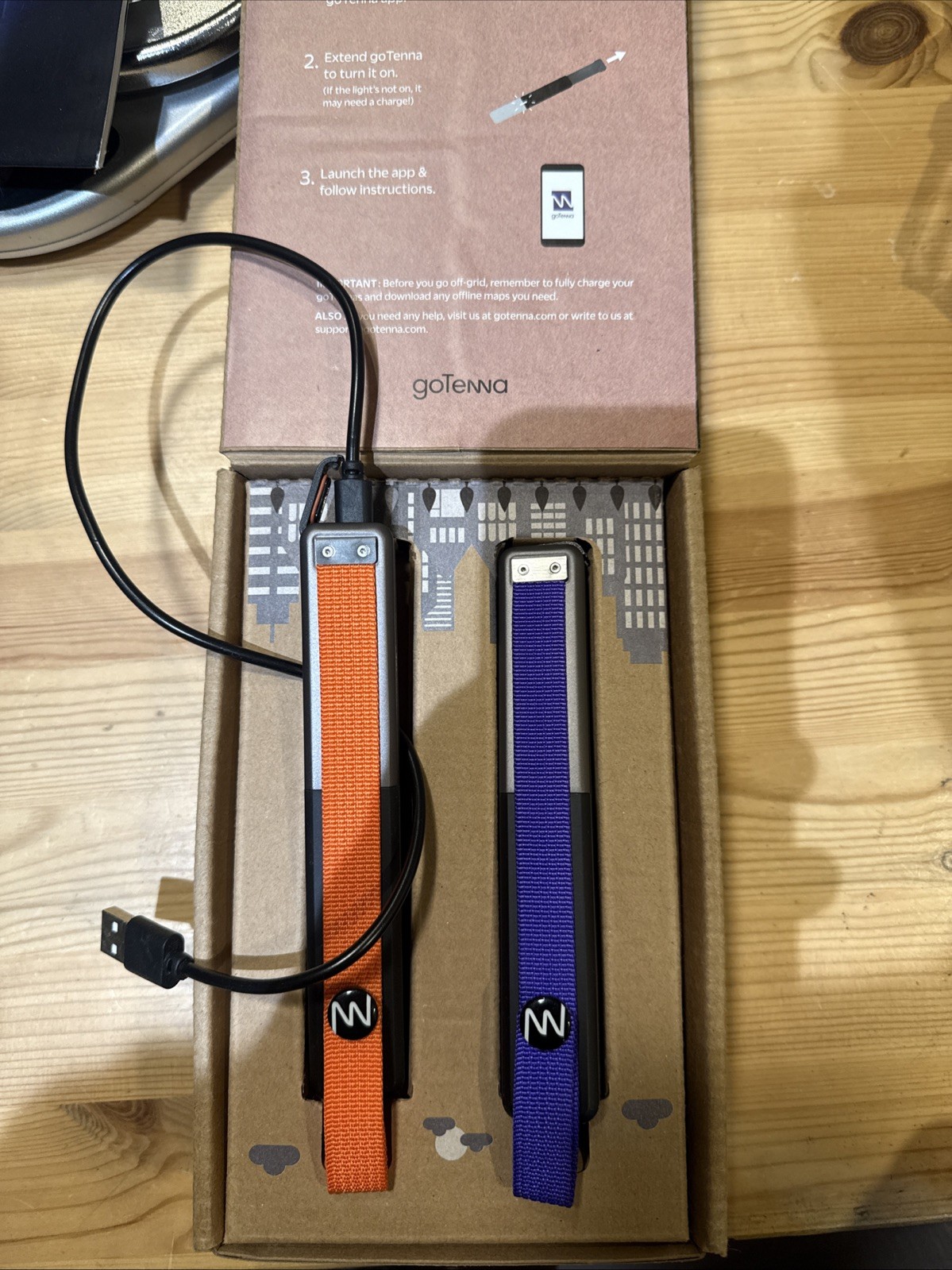 2 of GoTenna Off-Grid Texting SMS GPS Communicator Radio. Purple & Orange. 2x