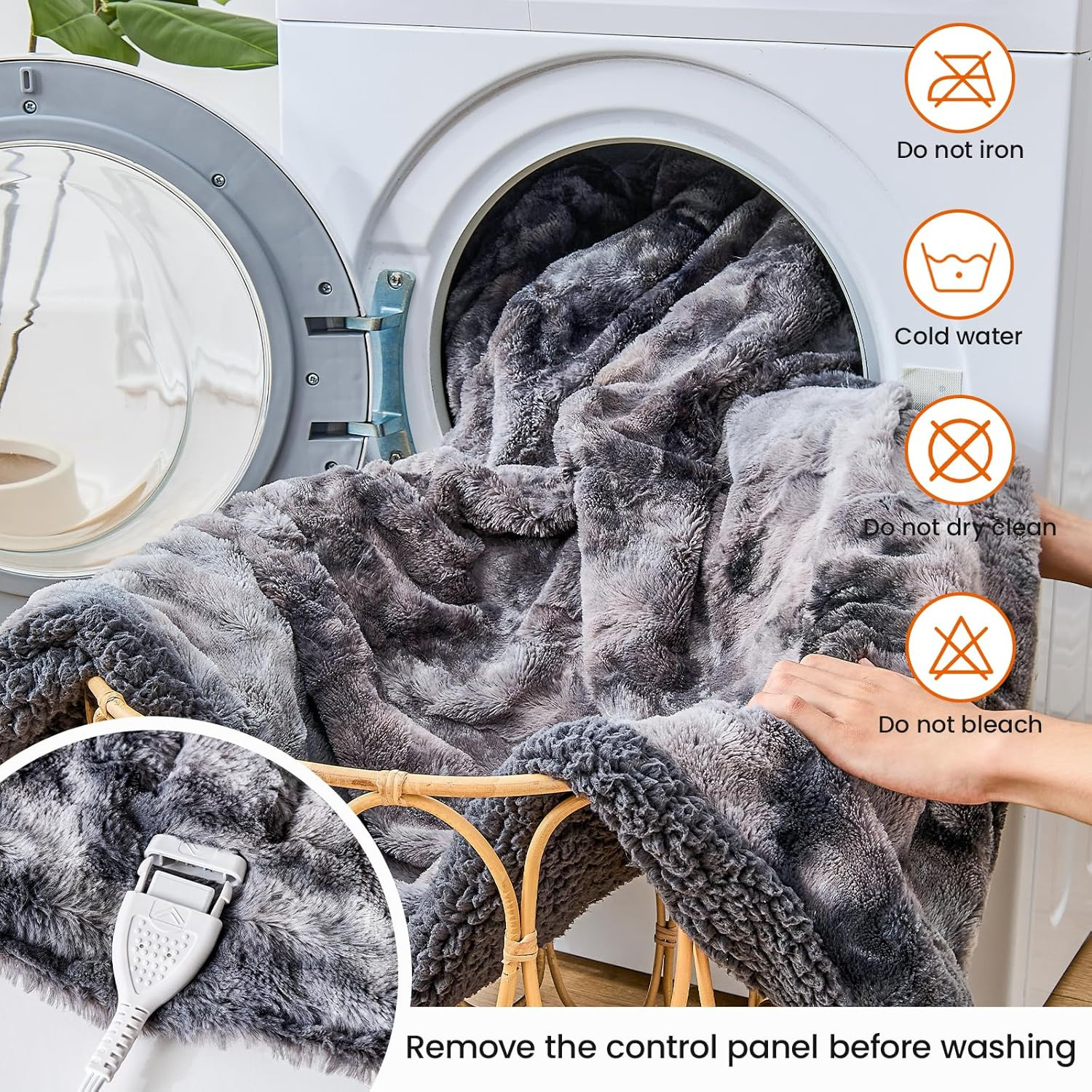 Electric Heated Throw Blanket - Faux Fur Sherpa 50"x60" Fast Heating Bed Blanket