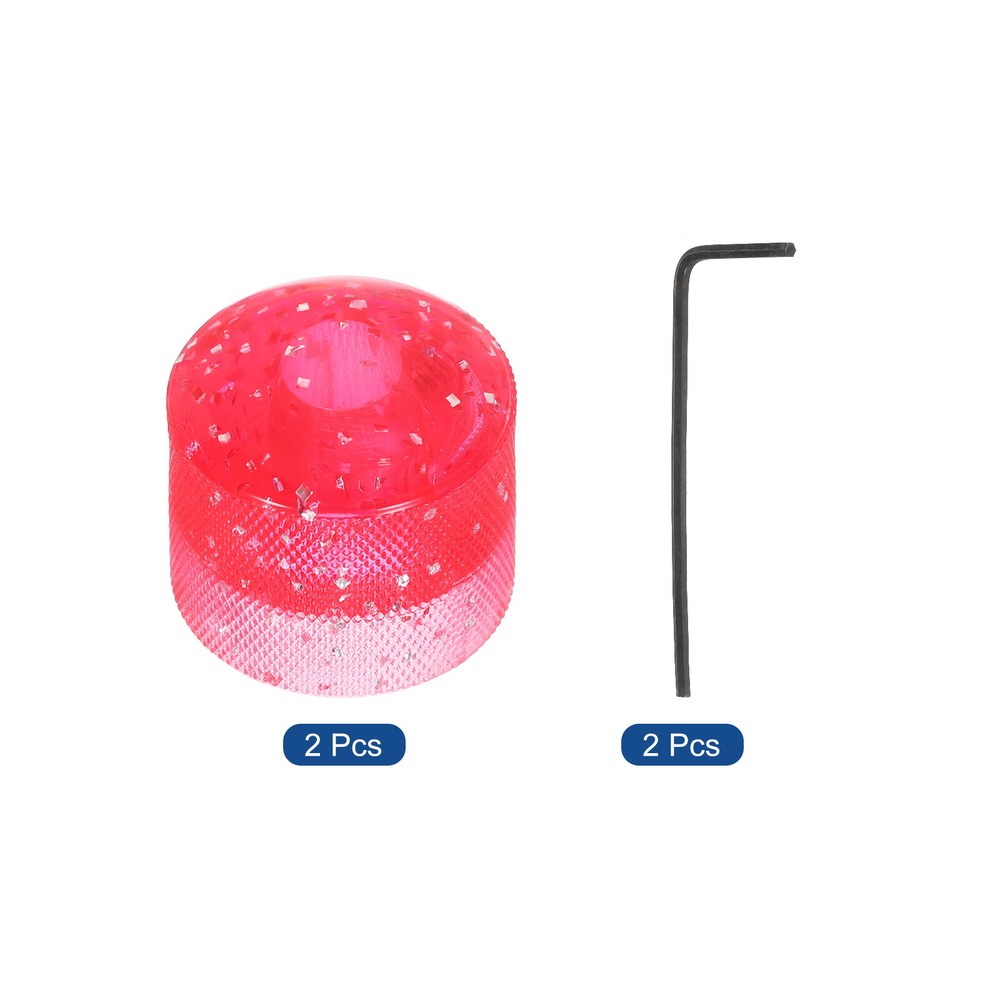 Dome Knobs Guitar Knob 6mm Flake Glitter Pink with Inner Hexagon Spanner 2Pcs
