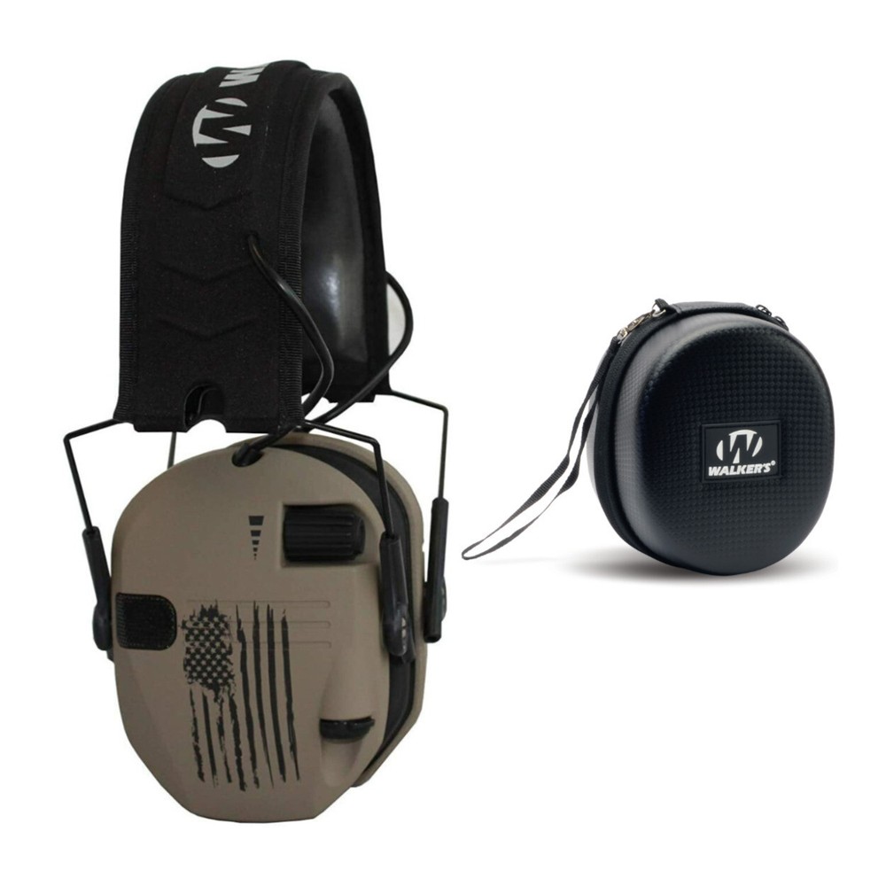 Walkers Razor Digital Electronic Ear Muff US Flag FDE Bundle