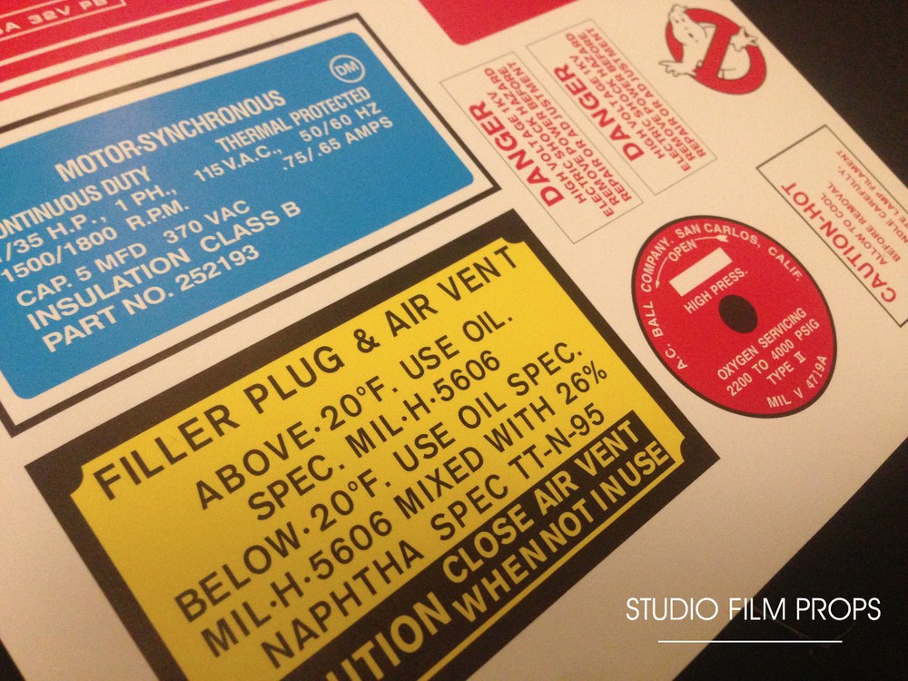 Ghostbusters Proton Pack - Replica Prop Decals / Stickers