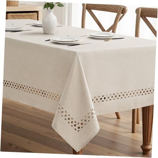 Rectangle Linen Polyester Tablecloth with 70" x 52" (Rectangular) Beige