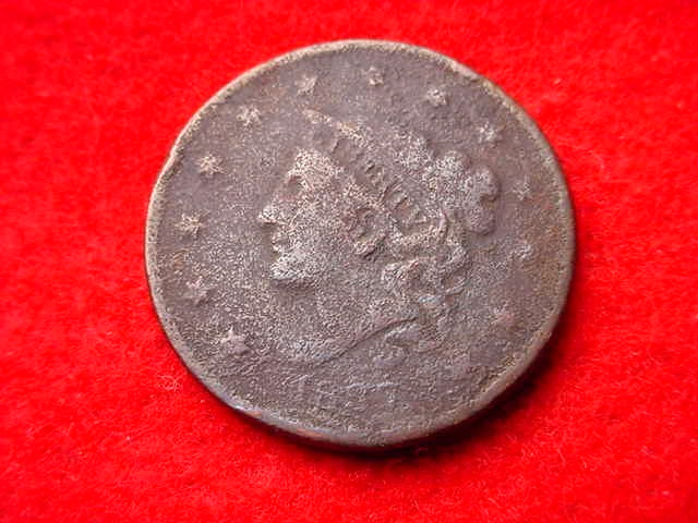 1837 CORONET HEAD LARGE CENT  COPPER CENT!   #T-178