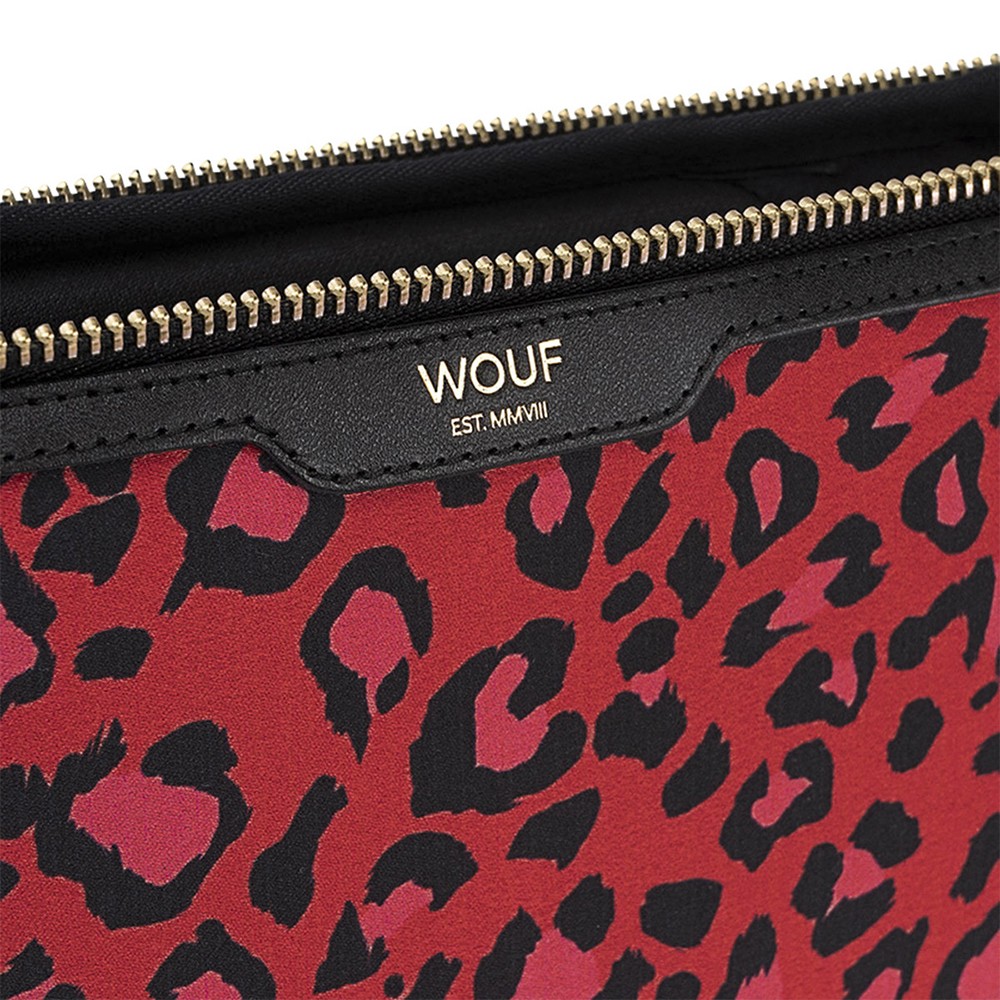 NEW Wouf Laptop Sleeve Red Leopard