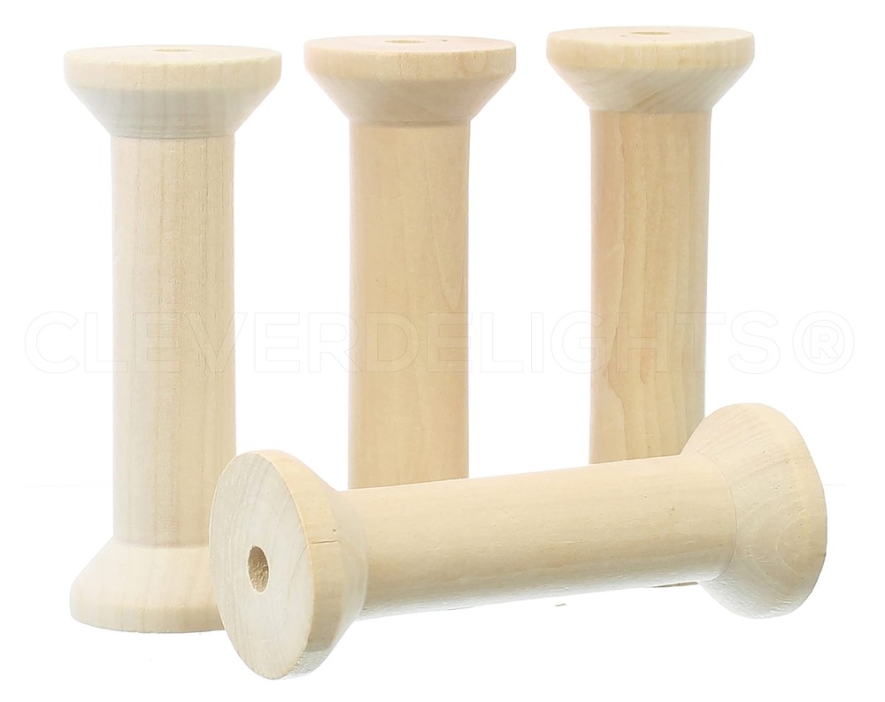 5" x 1 7/8" Wood Spools - 4 Pack - Empty Craft Spools