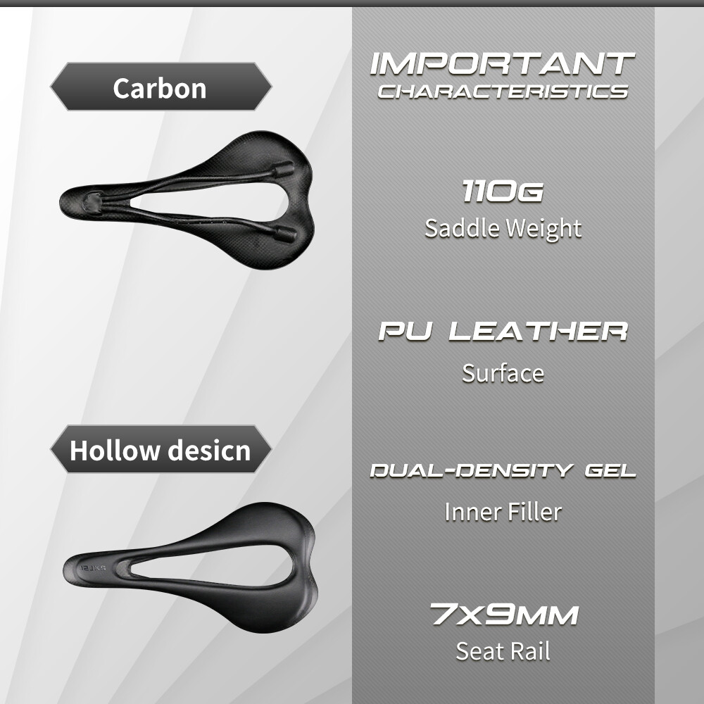 Carbon+Soft Leather Gel Racing Bike Saddle MTB Front Seat Mat 280*145mm RXL SL