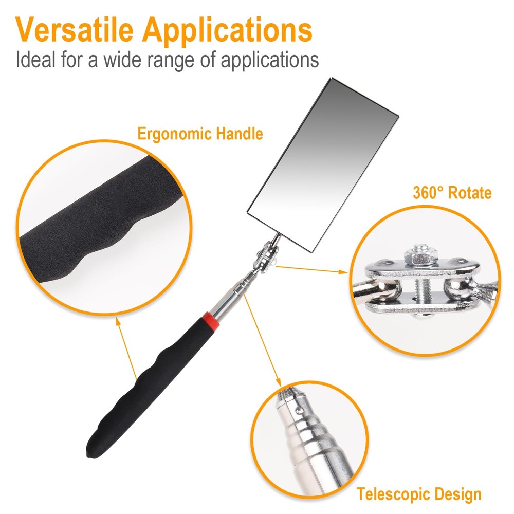 Telescoping Inspection Mirror 12-30 Inch Extendable Flexible Mirror...
