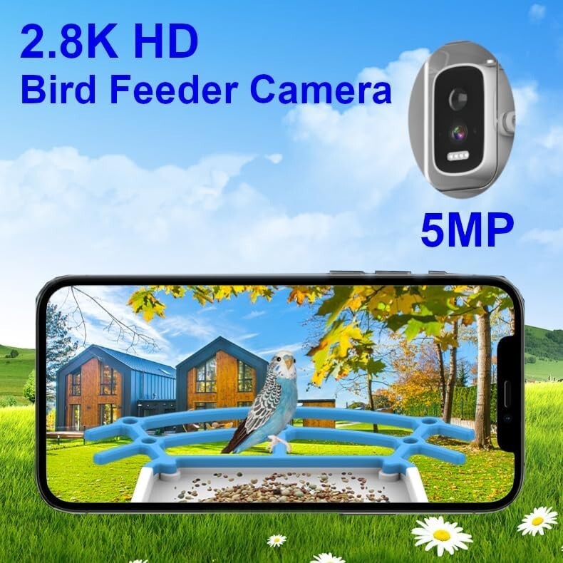 Smart Bird Feeder with Camera, Birdfeeder Outdoors Solar Powered, AI Identify