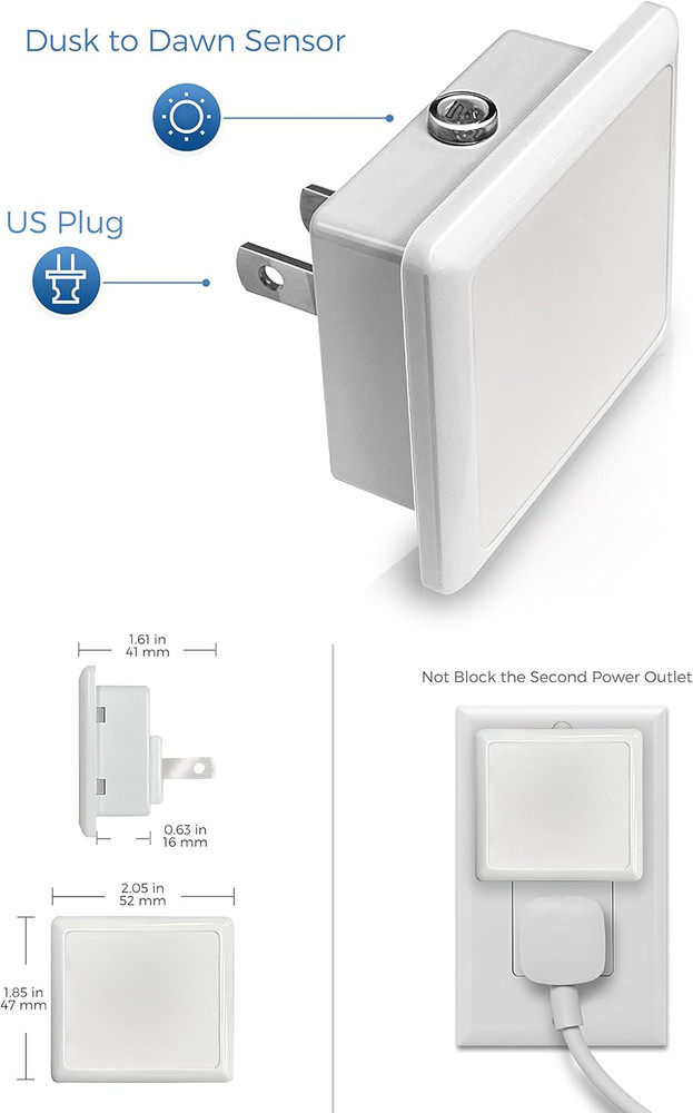 Night Lights Plug into Wall, [6-Pack] Plug in Night Light, Dusk-To-Dawn Sensor,