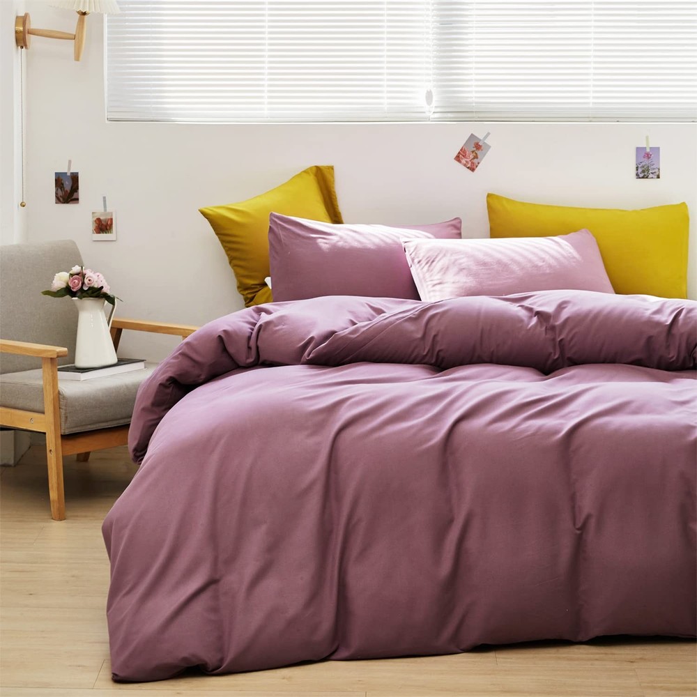 Dusty Purple Comforter Set Queen Solid Mauve Purple Bedding Comforter Sets fo...