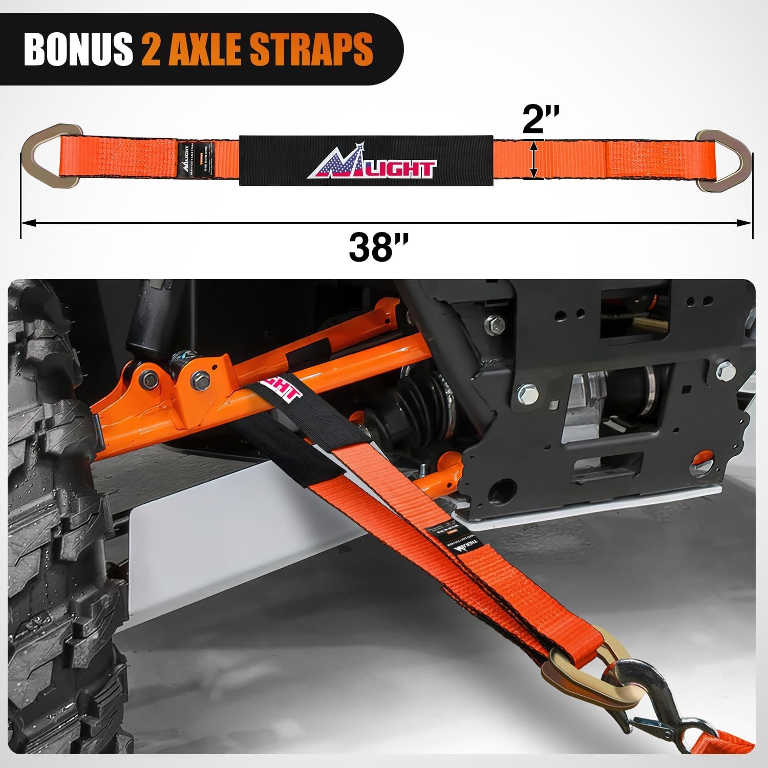 Nilight Tow Dolly Basket Straps with Flat Hook for 14”-19” Tires Car Heavy Duty