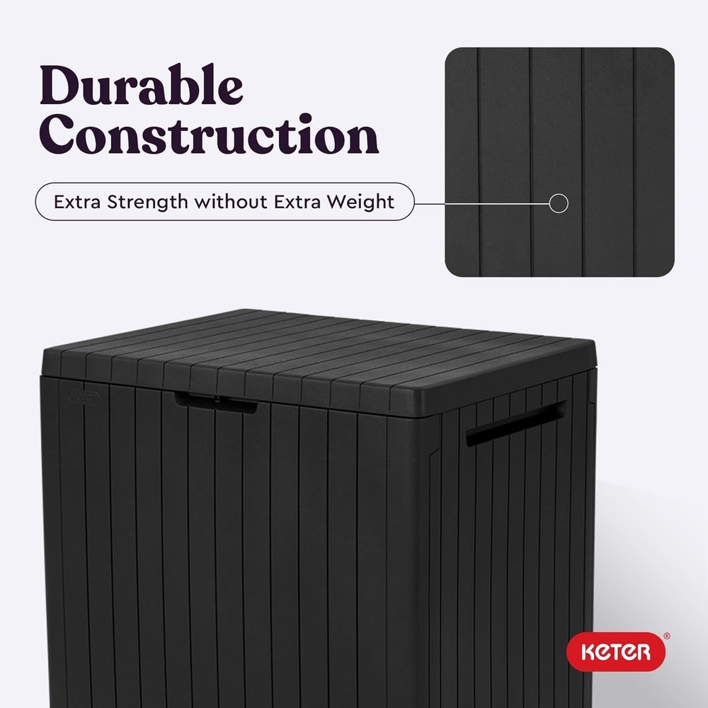 Scratch-Resistant 30 Gallon Outdoor Storage Box & Patio Table in Graphite