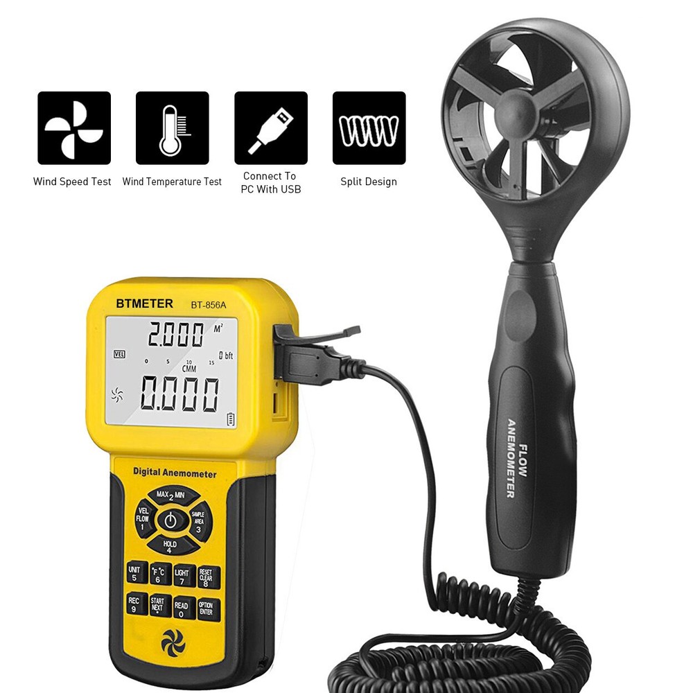 Pro HVAC CFM Digital Anemometer Wind Speed Meter Air Flow Velometer Temp Tester