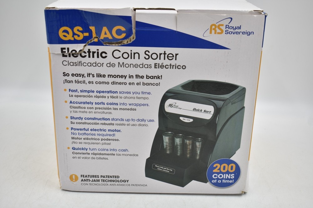 Royal Sovereign Quick Sort Counter Top Coin Sorting Machine QS-1AC Tested