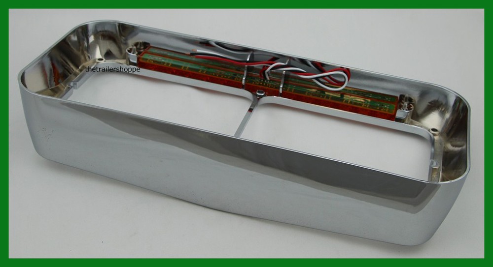 Chrome 14 LED Amber Plastic Dual Rectangular Headlight Bezel with Visor -1 Set