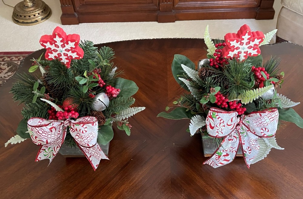 Christmas Centerpiece in Rustic Tin Planter