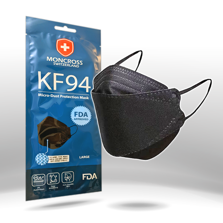 10/50/100 BLACK KF94 Disposable Face Masks 4 Layers Filters 95%+ PFE & BFE KN95