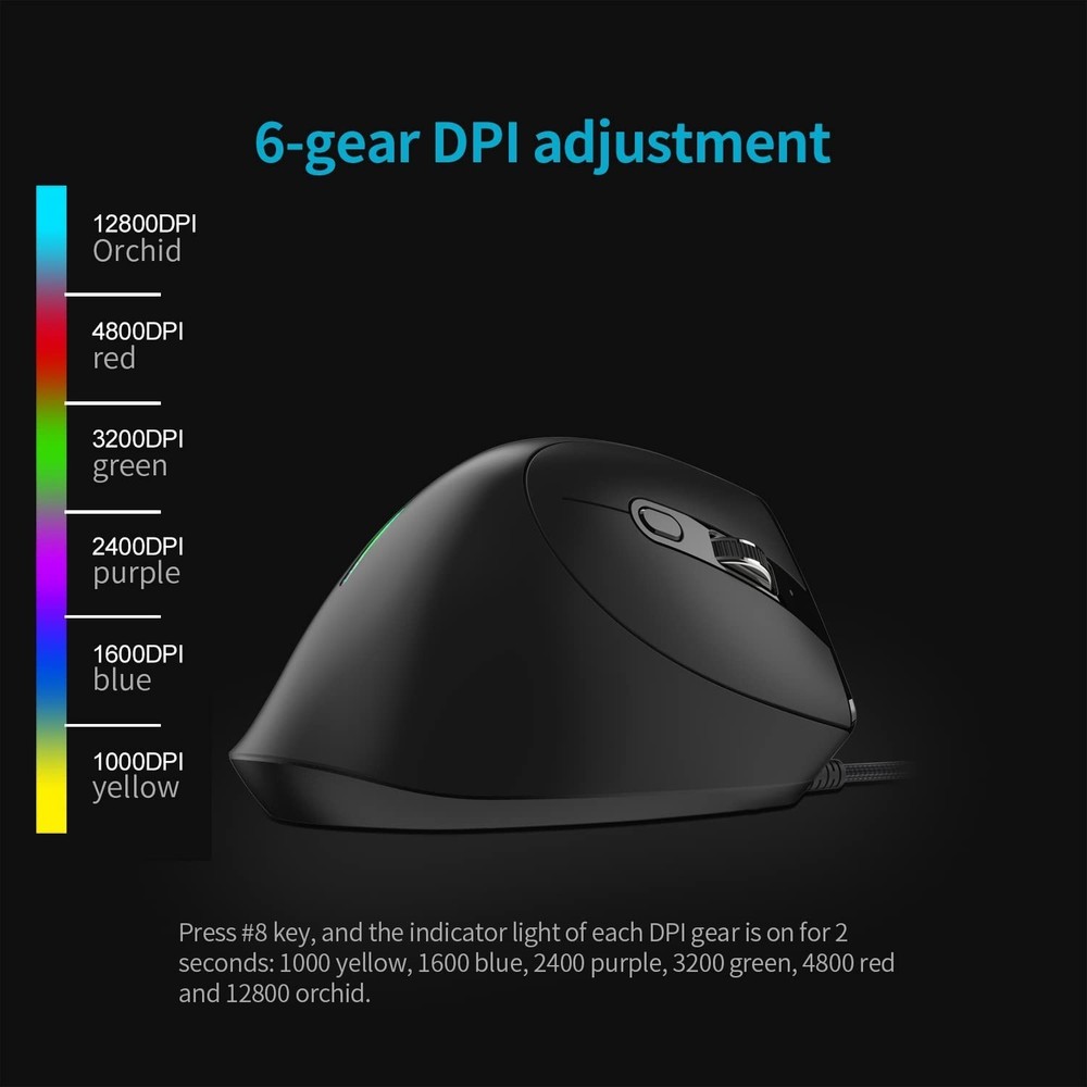 zelotes Wired Vertical Gaming Mouse,Ergonomic Design USB LED Optical Mouse wi...