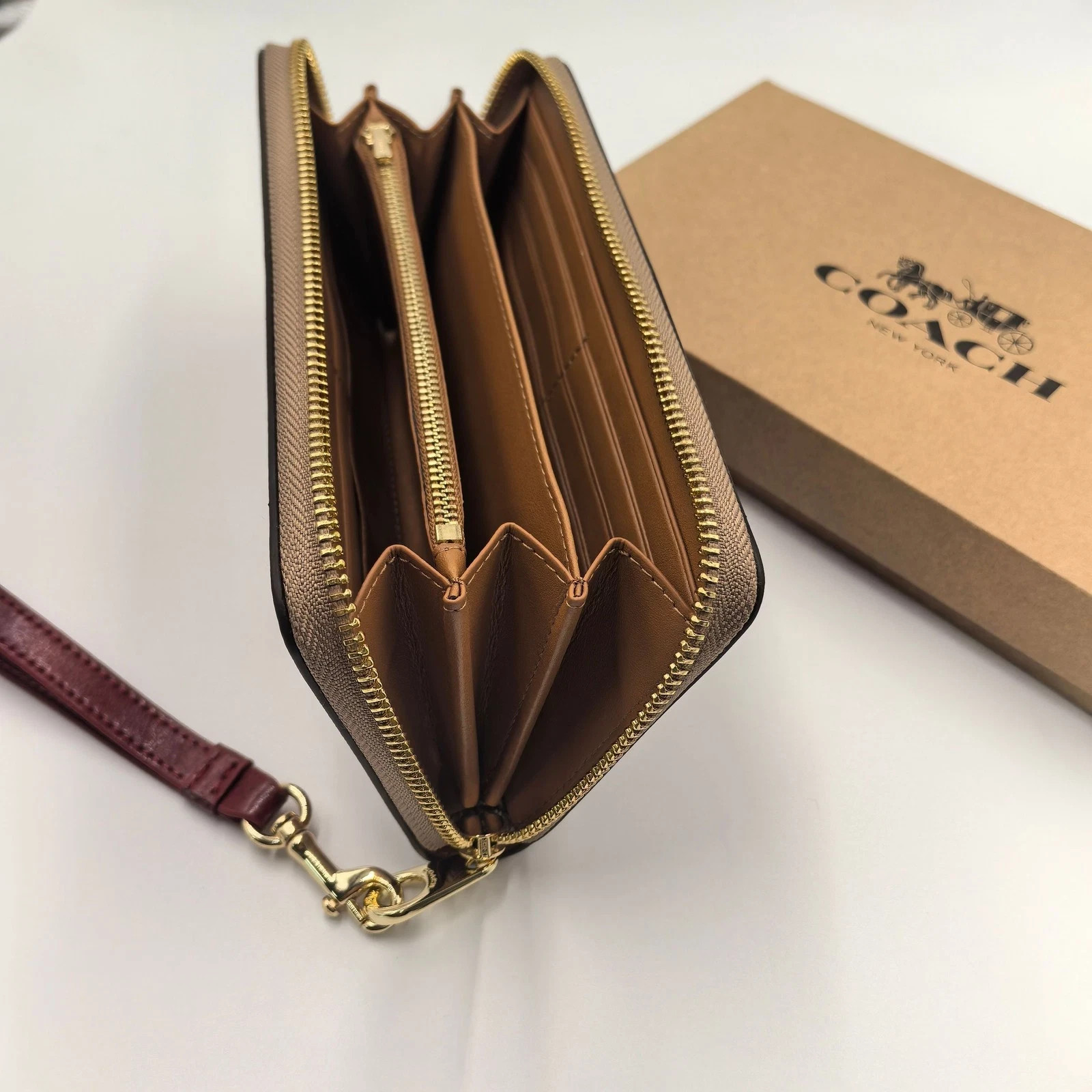 2026 COACH Long Zip Around Wallet In Signature Canvas With Cherry Print CZ328