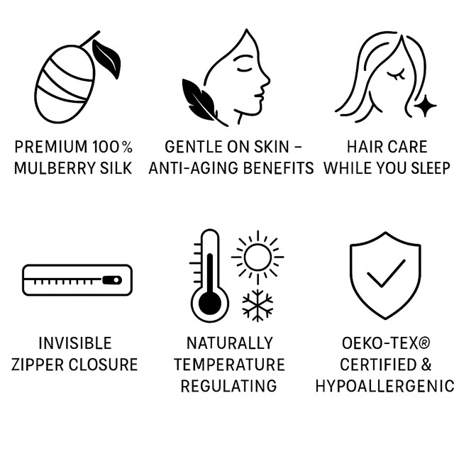 Mulberry Pillowcase 22 Momme 6A Grade Mother's Day Gift for Hair, Skin Silkhana