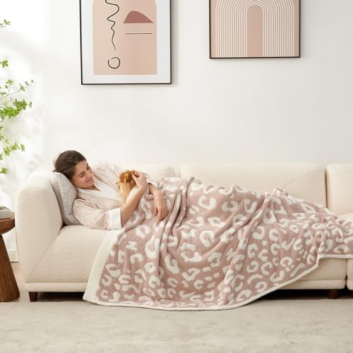 Leopard Throw Blanket for Couch Bed Sofa 50x60 Throw(50"x60") Leopard Beige