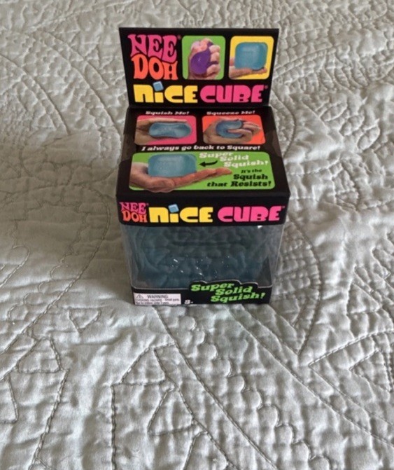 Nee Doh Nice Cube Super Solid Squish Blue Tactile Squeeze Toy