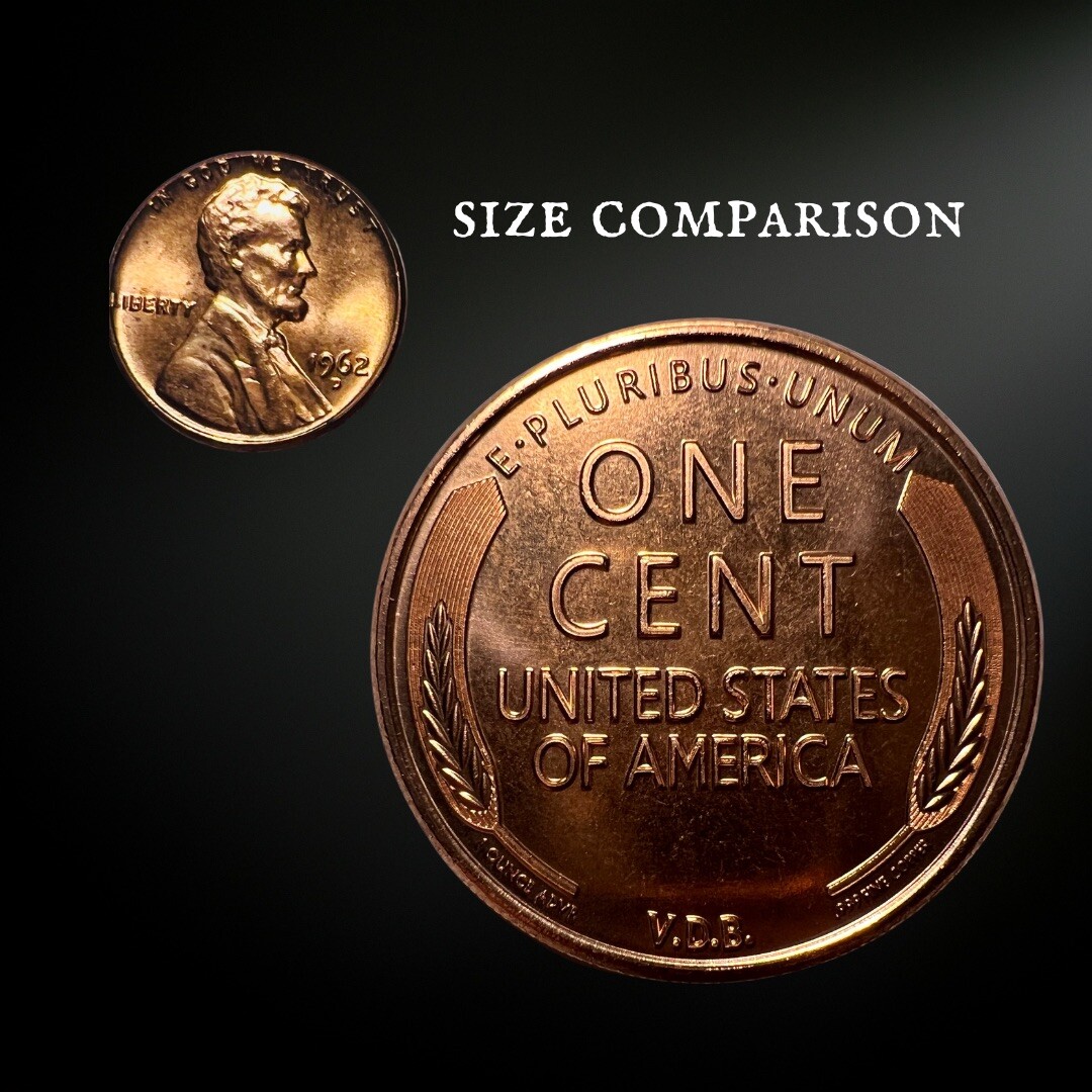 1 OZ 1909-S VDB Lincoln Wheat Cent Round .999 (BU) Copper Bullion