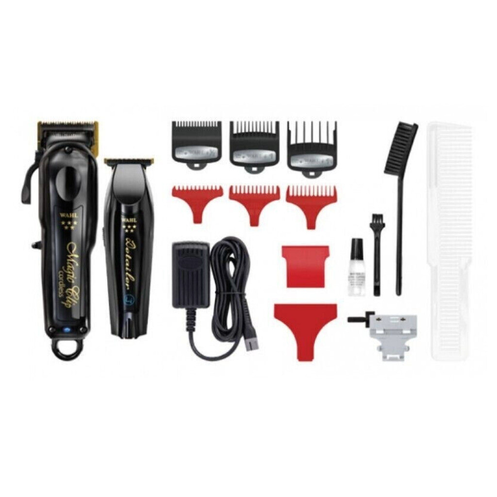 Wahl 5 Star Barber Combo Black Cordless Magic Clip Detailer Trimmer Set 3025397