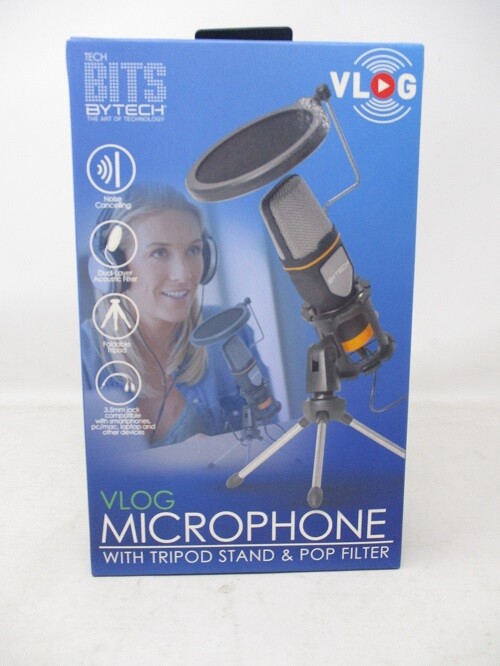 Tech Bits Bytech VLOG Microphone with Tripod Stand & Pop Filter