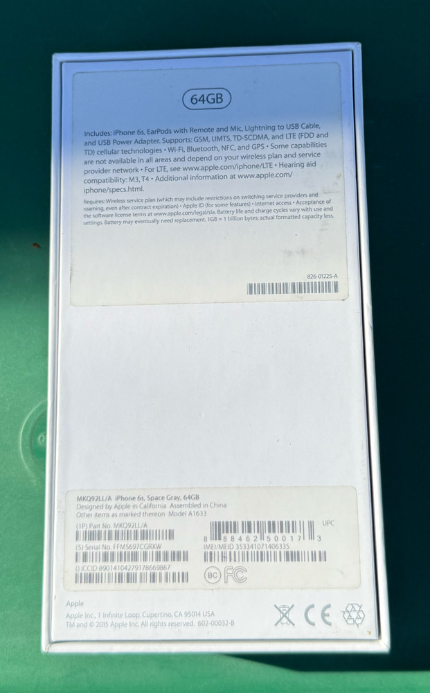 Apple iPhone 6S Original Retail Box good CONDITION - EMPTY BOX & INSERT