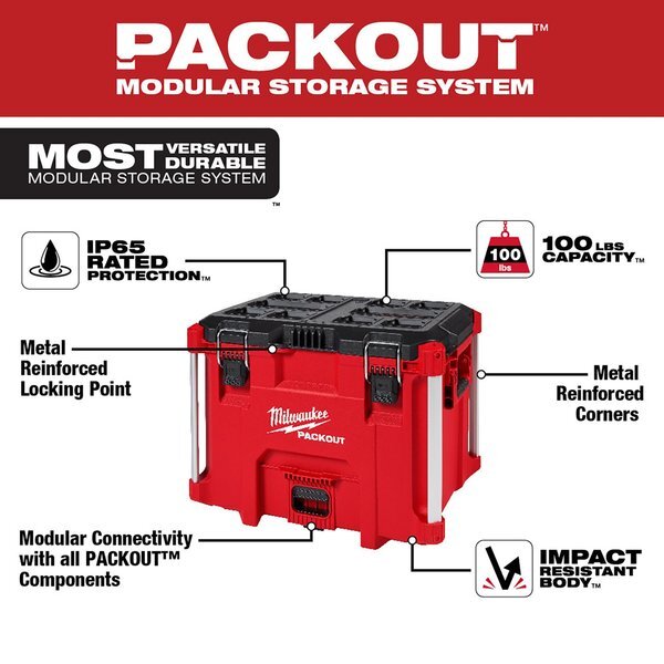 Milwaukee Tool 48-22-8429 Packout Xl Tool Box, Impact-Resistant, Polymer,