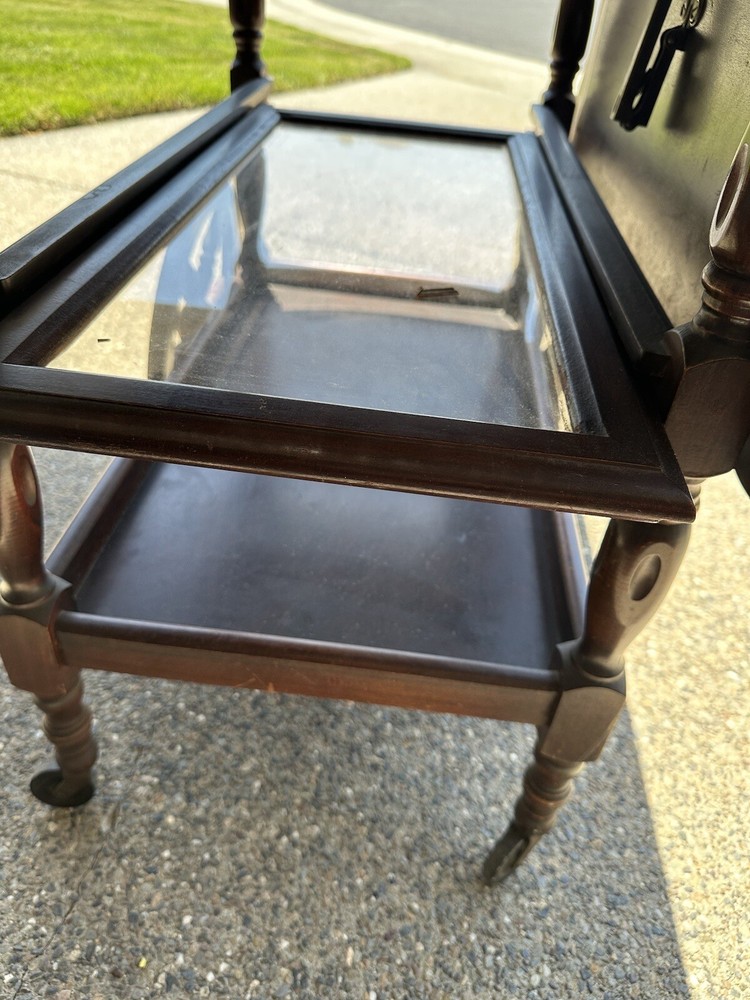 Antique Drop Leaf Cart Tea Server Bar End Side Table