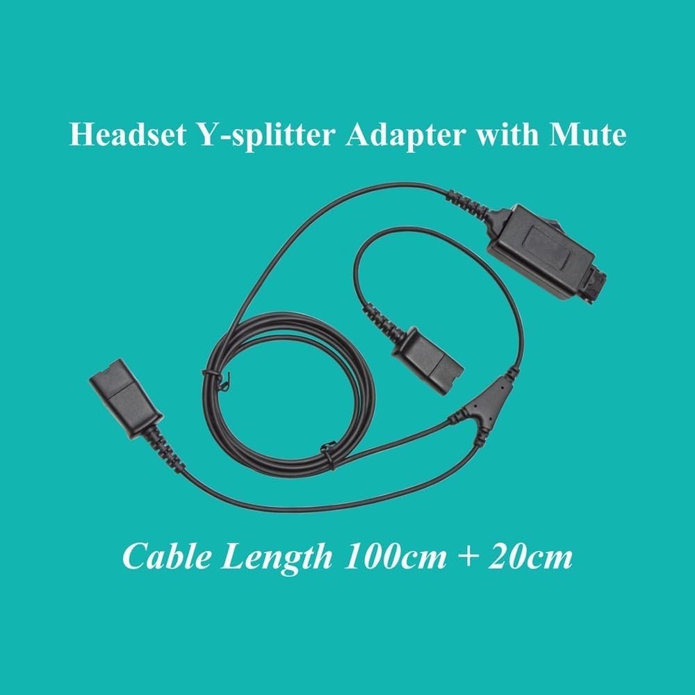 Y-Splitter Adapter Y-Training Cable with Mic Switch Compatible with Plantronics