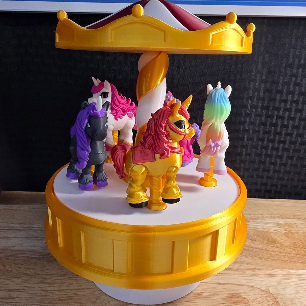 Unicorn Carousel, rotates and unicorns move up and down, 3D Printed Items