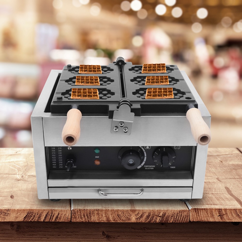 1400W Countertop Waffle Maker Honeycomb Shape Waffle Maker Holding 3 Waffles