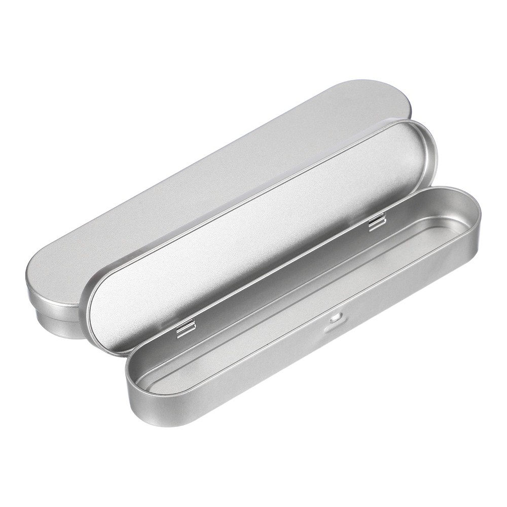 2Pcs Metal Rectangular Tinplate Tin Box with Lids, Silver
