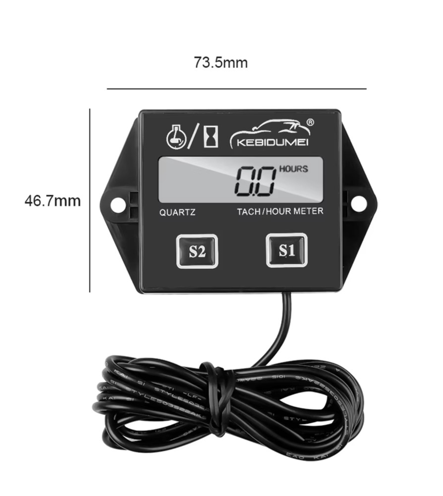 LCD Digital Engine Tach Hour Meter Tachometer Inductive Gauge
