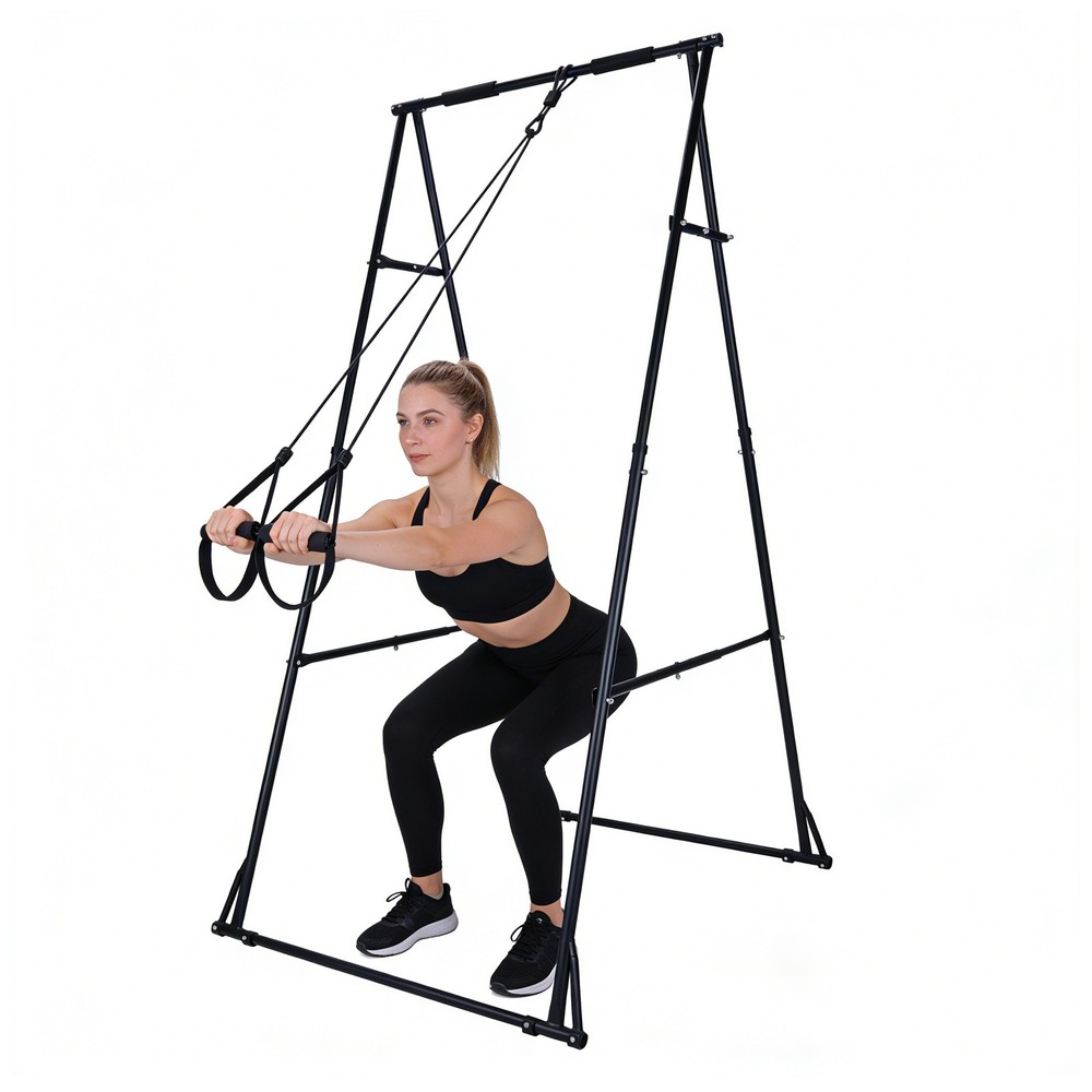 Foldable Multifunctional Exercise Rack Adjustable Pull Up Station for Home Gym
