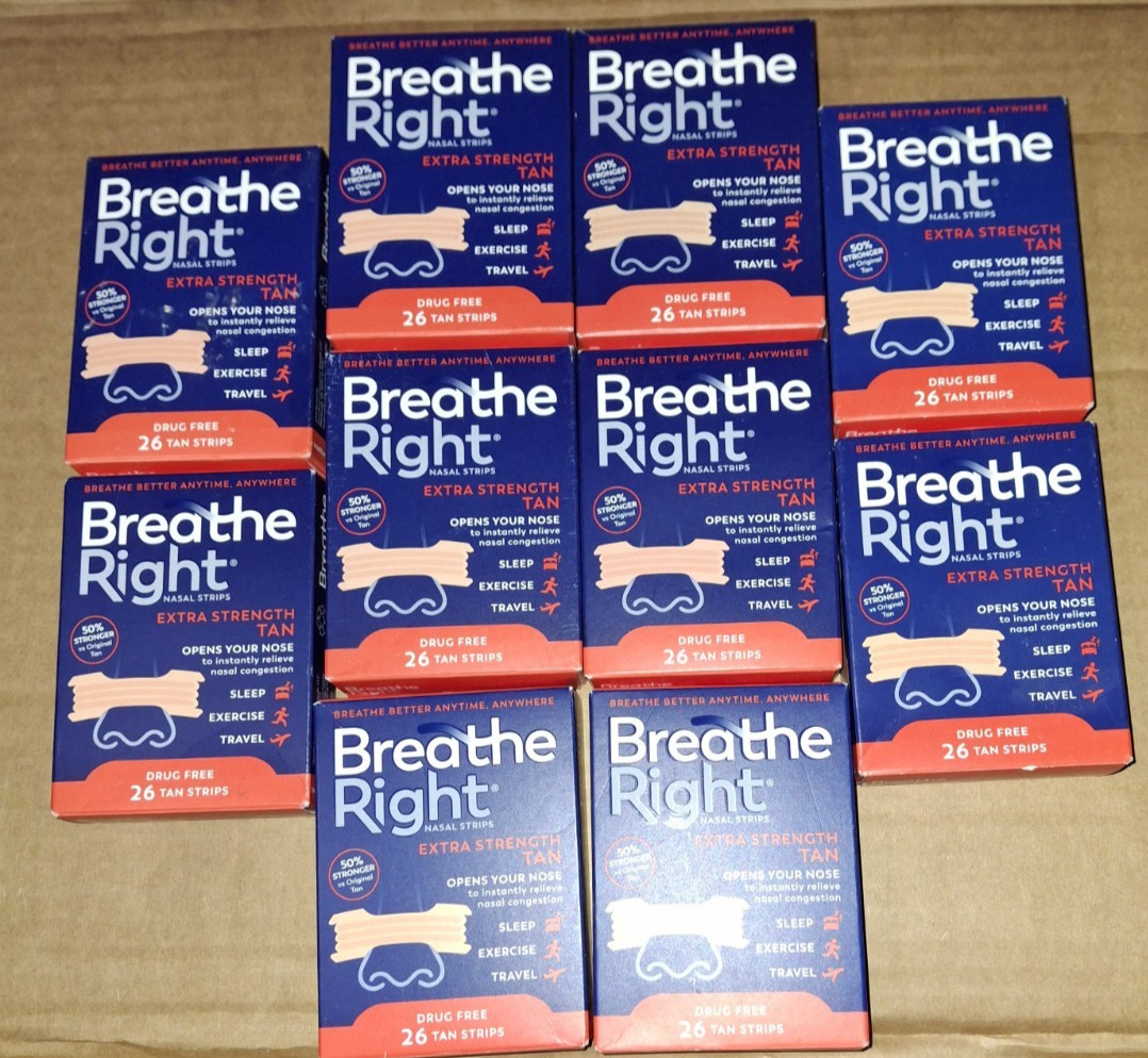 260 BREATHE RIGHT NASAL STRIPS EXTRA STRENGTH TAN (10 x 26 CT Boxes) EXP 2028
