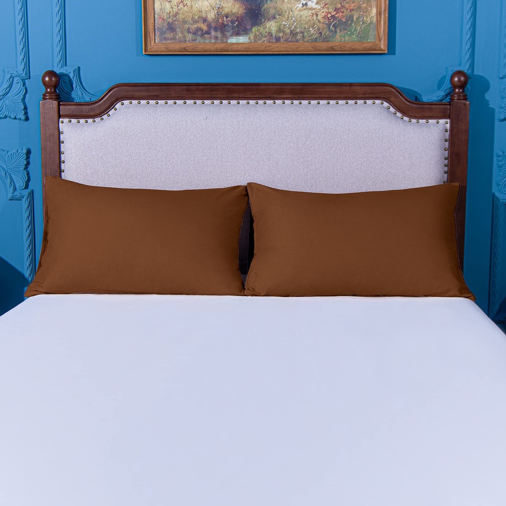 Pillowcase Set King Size, 2 Pack Microfiber, Stain Resistant, Brown