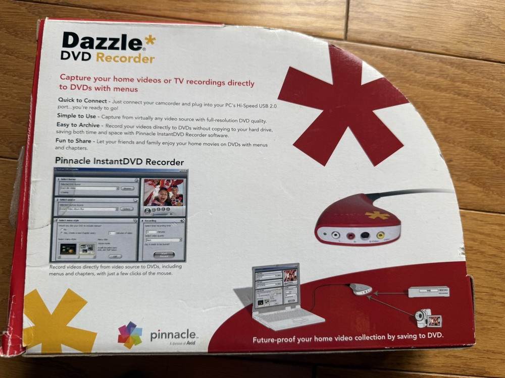 Pinnacle Dazzle DVD Recorder Video Capture Device PC USB Open Box DVC100