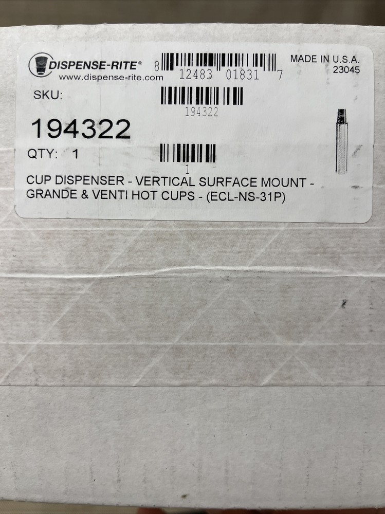 Dispense-Rite Vertical Surface Mount Grande & Venti Hot Cups ￼ECL-NS-31P